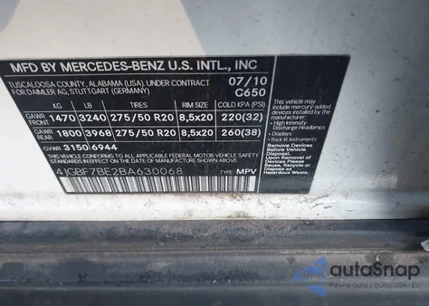 2011 Mercedes-Benz Gl 450 4Matic из США, поврежденный, VIN 4JGBF7BE2BA630068